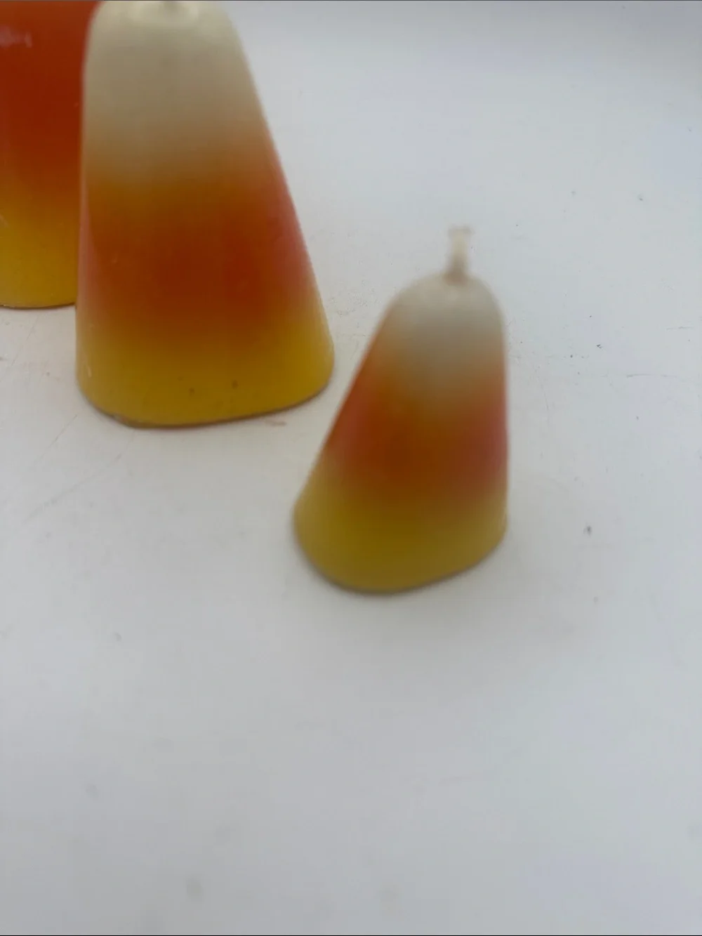 Set of 3 gradient Candy Corn wax Candles unlit